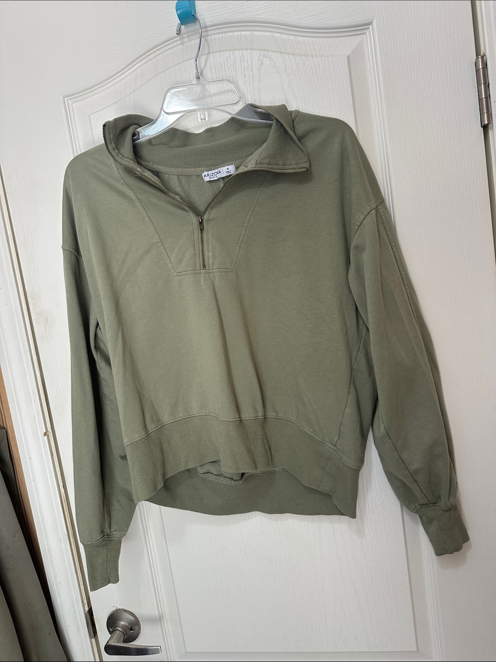 Women's Olive Green Half-Zip Sweatshirt
